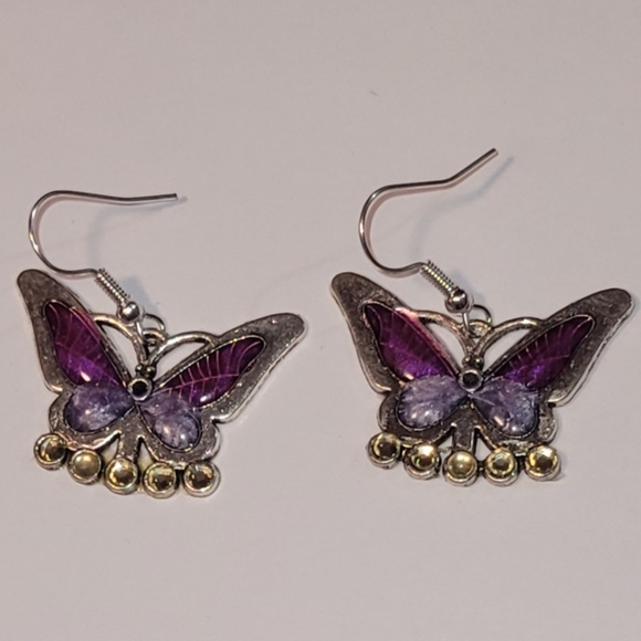 Butterfly Earrings with Rhinestones - Picture 4 of 5